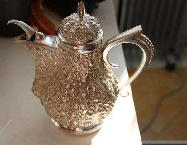 Серебряный антикварный заварной чайник/кофейник, серебро 800 пр.19 век.